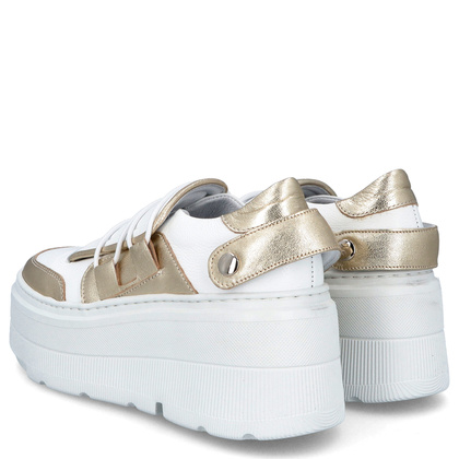 Sneakersy na lekkiej podeszwie - TYMOTEO R1001 BIAŁO-ZŁOTE