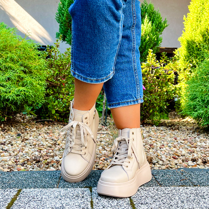 Wysokie sneakersy damskie - FILIPPO DBT6338/24 BEŻOWE