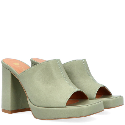 Designerskie klapki na słupku - TYMOTEO U1006 OLIWKOWE