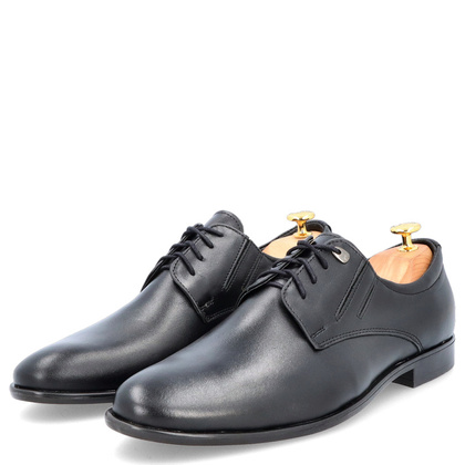 Półbuty skórzane męskie - LEADER 363-459 CZARNE