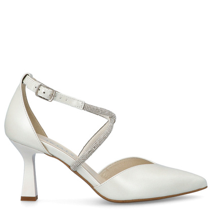 Szpilki ślubne z błyszczącymi paseczkami - KOTYL 3713 ECRU PERŁOWE