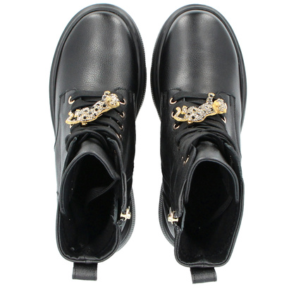 Skórzane workery na platformie - KARINO 5329 CZARNE