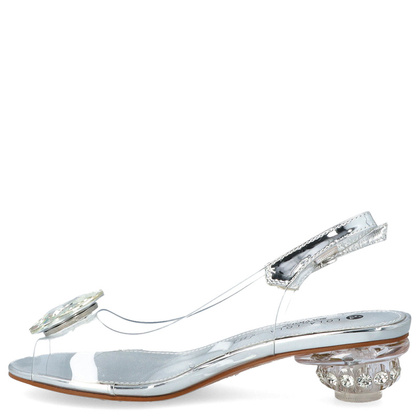 Sandały silikonowe na niskim obcasie - SCAVIOLA S-225 SREBRNE