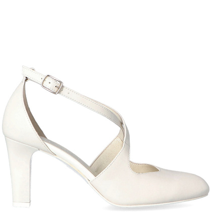 Ślubne czółenka na obcasie - KOTYL 7079 ECRU