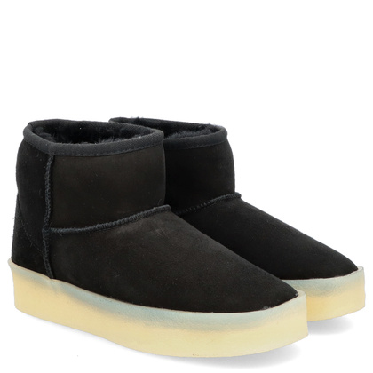 Skórzane śniegowce damskie - RAVINI 23 260 CZARNE