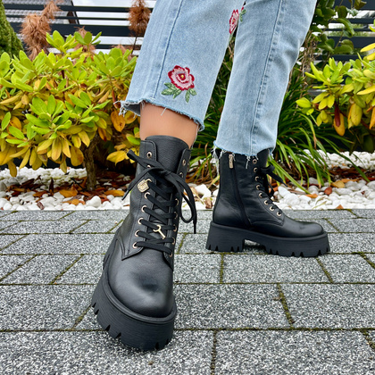 Klasyczne workery ze skóry - KARINO 5231 CZARNE