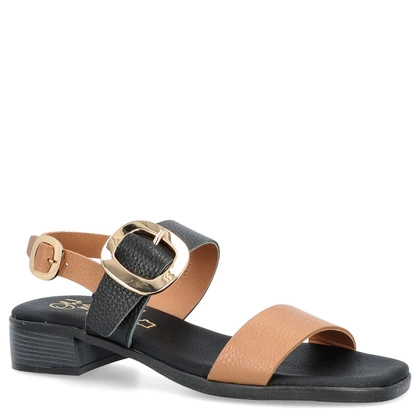 Eleganckie sandały ze skóry - OH! MY SANDALS 5609 CZARNO BRĄZOWE