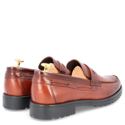 Skórzane mokasyny męskie - TAPI I-7132 BRĄZOWE