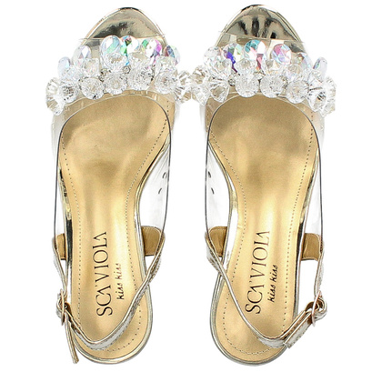 Sandały na modnym obcasie - SCAVIOLA H-06 ZŁOTE