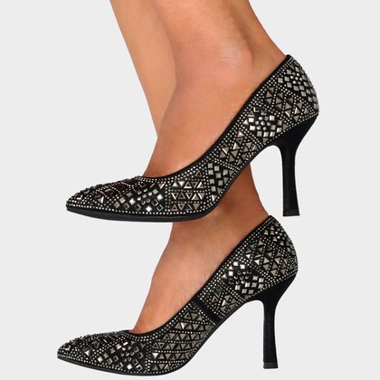 Szpilki z kryształkami - MENBUR 24682 CZARNE