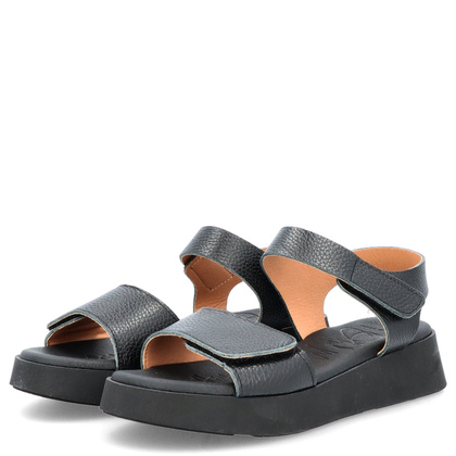 Skórzane sandały zapinane na rzep - OH! MY SANDALS 5650 CZARNE