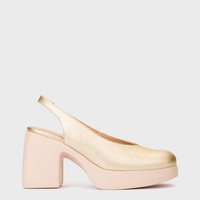 Wygodne czółenka na platformie - WONDERS H-4990 ZŁOTY