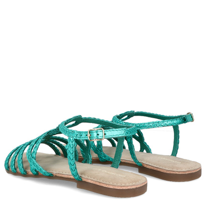 Skórzane płaskie sandałki - GIOSEPPO 71746 TURKUSOWE