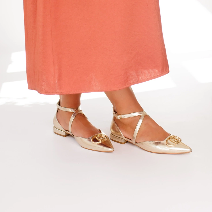 LIU JO VIOLA 19 – złote czółenka premium z eleganckimi paskami na bal maturalny