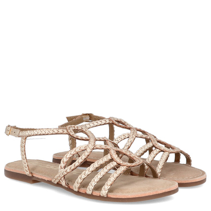 Skórzane płaskie sandałki - GIOSEPPO 71746 ZŁOTE