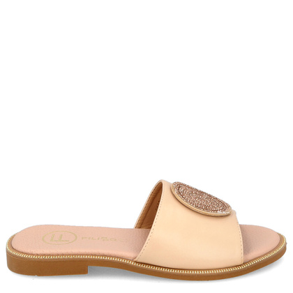 Eleganckie klapki z ozdobą - FILIPPO DK6217/24 BEŻ