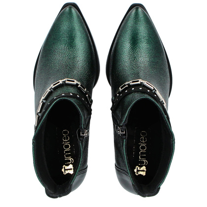 Krótkie kowbojki ze skóry - TYMOTEO G1069 BUTELKOWA ZIELEŃ