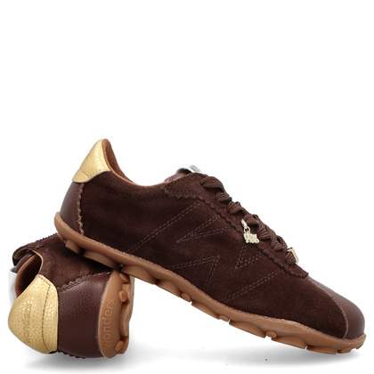 Hiszpańskie sneakersy premium - WONDERS AP-2103 BRĄZOWE
