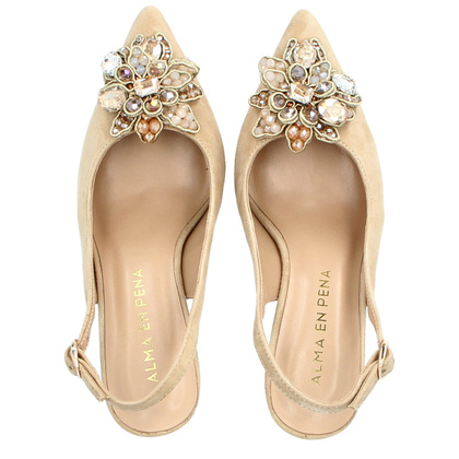 Hiszpańskie czółenka z odkrytą piętą - ALMA EN PENA V240261 BEŻOWE