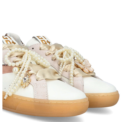 Sneakersy skórzane z ozdobami - GIO+ BLUE100 BIAŁE