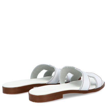 Wygodne klapki ze skóry - OH! MY SANDALS 5566 BIAŁE