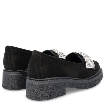 Eleganckie mokasyny z ozdobą - TYMOTEO L1055 CZARNE