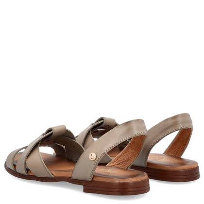 Płaskie sandały skórzane - LEMAR 40185 BEŻOWE