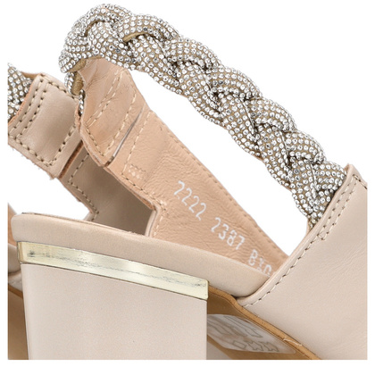 Eleganckie sandałki z odkrytą piętą - TYMOTEO 2387 PERŁOWE