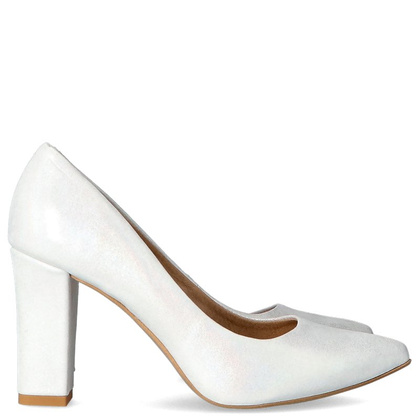 Czółenka ślubne ze skóry - TYMOTEO LAND SREBRNE