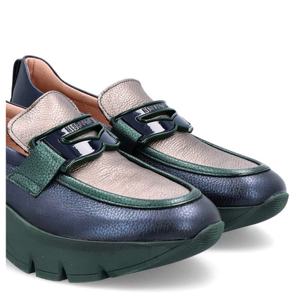 Sportowe mokasyny z ozdobą - HISPANITAS CHI243631 GRANATOWO-ZIELONE
