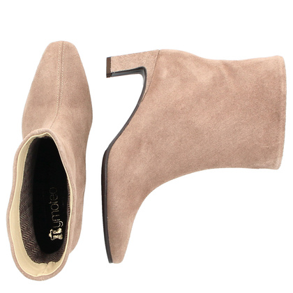 Skórzane botki na obcasie - TYMOTEO G1076 BEŻOWE