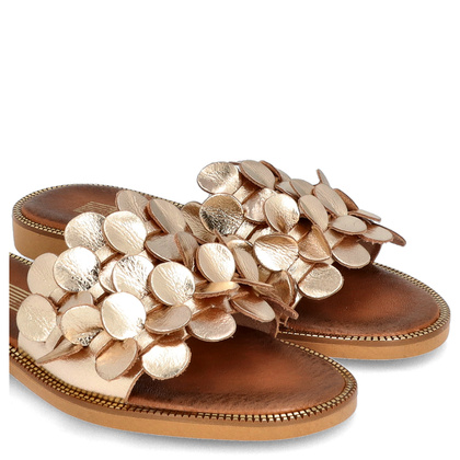 Klasyczne klapki ze skóry - LEMAR 40381 ZŁOTE