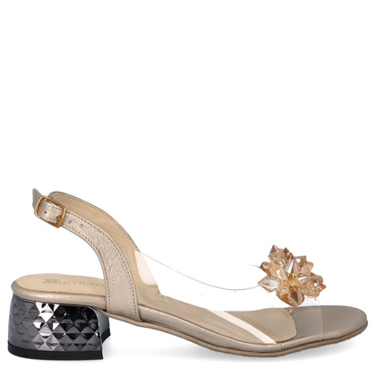 Silikonowe sandałki na niskim obcasie - TYMOTEO 476-37 ZŁOTE