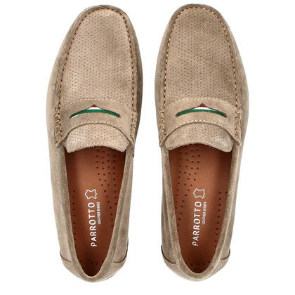 Lekkie mokasyny ze skóry - PARROTTO WB09-4102-M1 BRĄZOWE