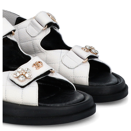 Sandały na rzep z ozdobami - TYMOTEO G1059 BIAŁE