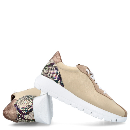 Hiszpańskie sneakersy premium - WONDERS A-2495 BEŻOWE