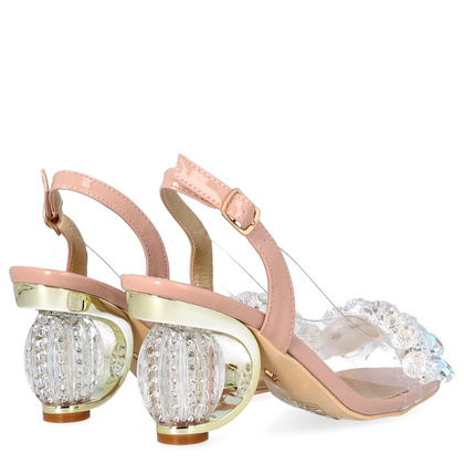 Sandały na modnym obcasie - SCAVIOLA H-06 RÓŻOWE