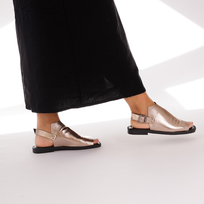 Zabudowane sandałki ze skóry - BOCCATO 500 2230 METALICZNE