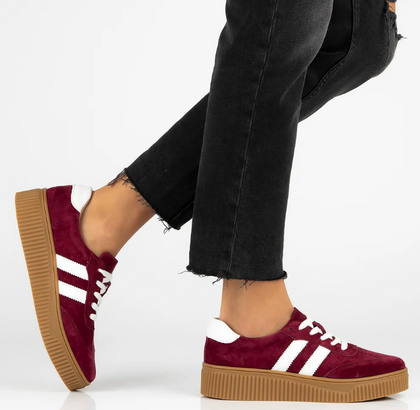 Sneakersy ze skóry naturalnej - FILIPPO DP6776/25 BORDOWE