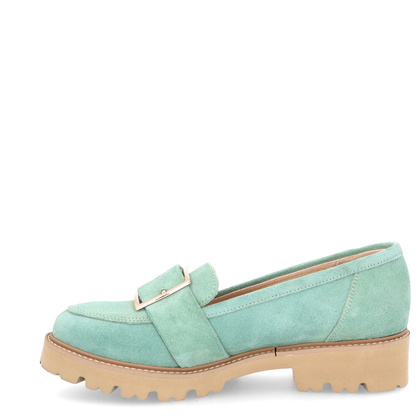 Skórzane półbuty z klamrą - TYMOTEO M2144 ZIELONE