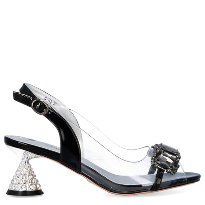 Sandały na ozdobnym obcasie - SCAVIOLA S-143 CZARNE