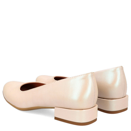 Niskie czółenka z powiększoną tęgością H - TYMOTEO P1019 PERŁOWE BEŻOWE