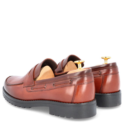 Skórzane mokasyny męskie - TAPI I-7132 BRĄZOWE