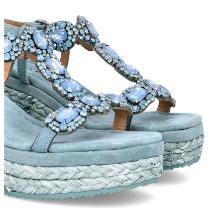 Hiszpańskie sandały na koturnie - ALMA EN PENA V251350 NIEBIESKIE