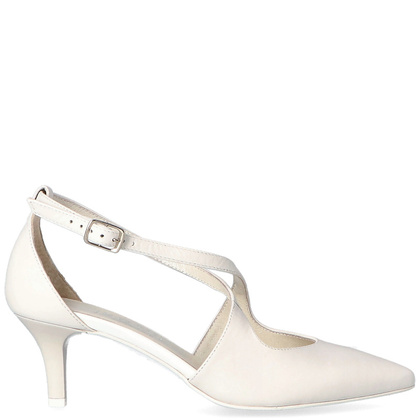 Buty ślubne na niskiej szpilce - KOTYL 5419 ECRU