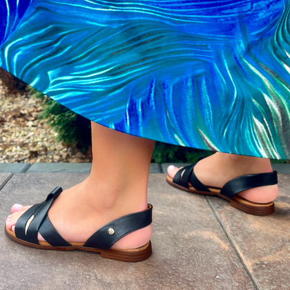 Płaskie sandały skórzane - LEMAR 40185 CZARNE