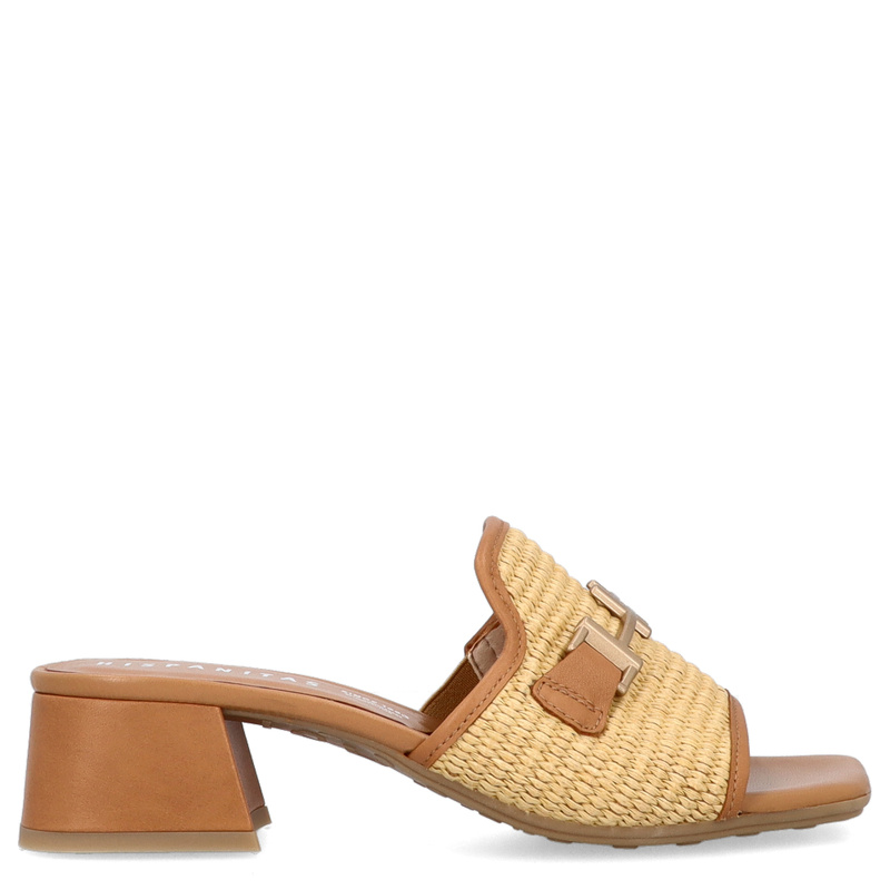 Hiszpańskie klapki na niskim obcasie - HISPANITAS RHV254071 BRĄZOWE