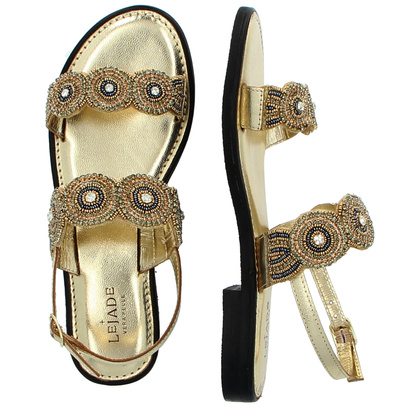Eleganckie zdobne sandały - LEJADE 3755 ZŁOTE