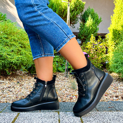 Skórzane sneakersy damskie - FILIPPO DBT4799/24 CZARNE