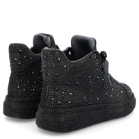 Błyszczące wysokie sneakersy damskie  - TYMOTEO LOVE 04 CZARNE